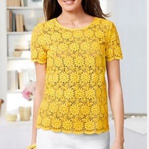 Talbots Daisy Lace Yellow Top